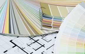 Tenant improvement layout and design swatches