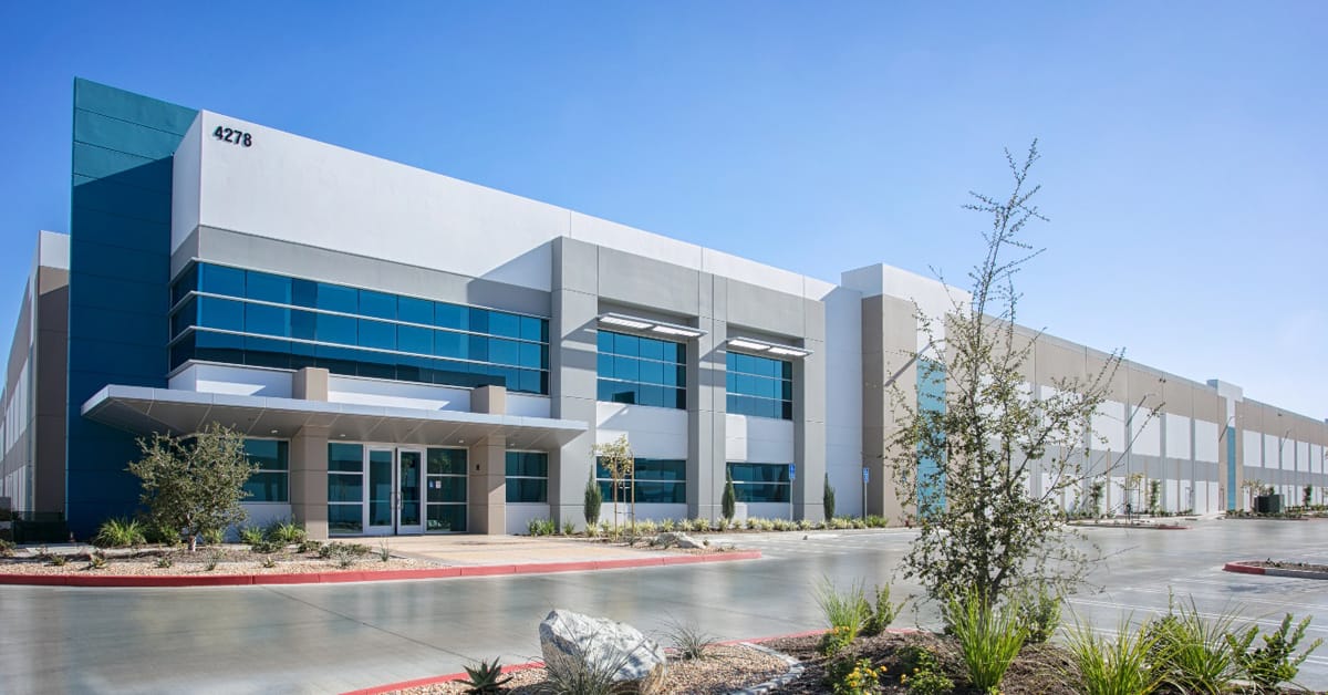Nicely landscaped industrial distribution center