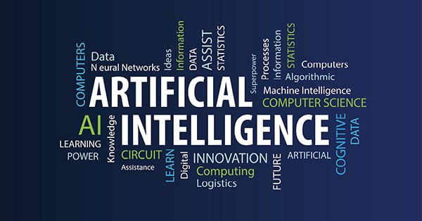 Artificial Intelligence Word Cloud - computers data neural networks ideas information data assist statistics cognitive innovation logistic learning power algorithmic processes machine