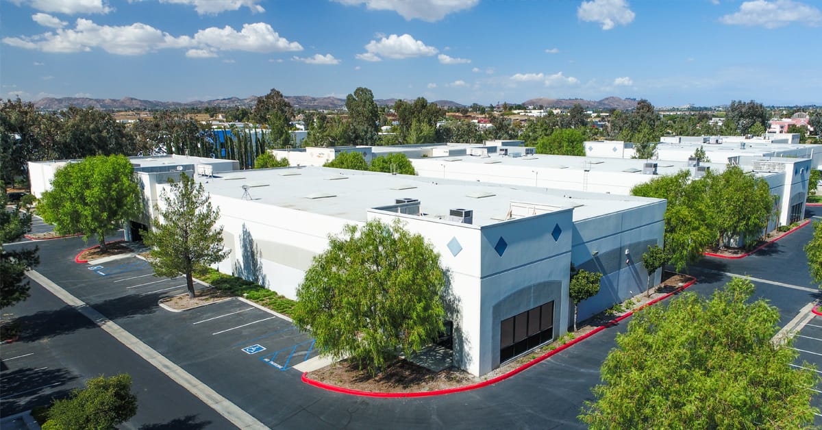 aerial view of empty Industrial business park