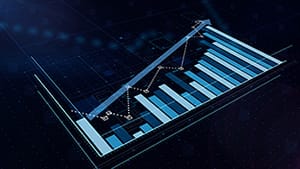 3D blue bar graph indicating increases