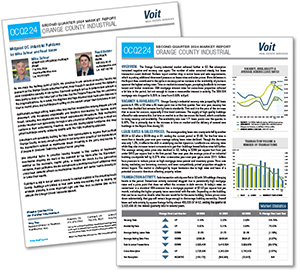 Front and back cover of the Orange County Industrial Market Report