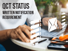 QRT - Qualified Commercial Tenant -  written notification requirement over person sending email on a laptop