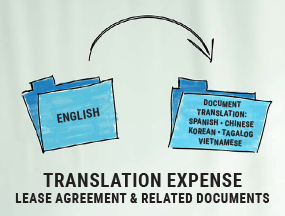 Translation Expense for lease agreement and related documents from English into negotiated language
