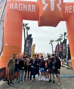 Voit team at the finish line