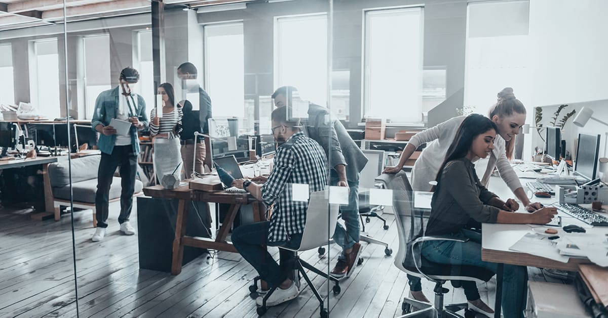 busy creative office space