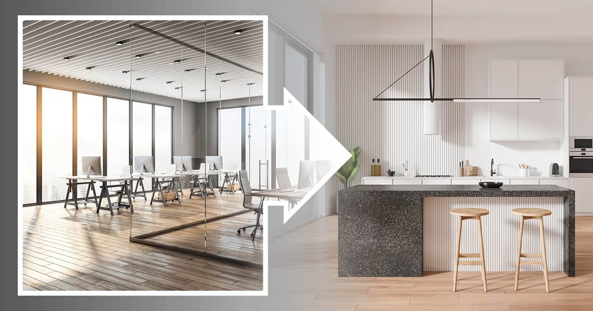 empty office space photo in arrow over newly converted mulftifamily home